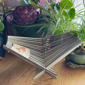 Folding Basket by Chopstick Art made with Recycled Bamboo Chopsticks, Green
